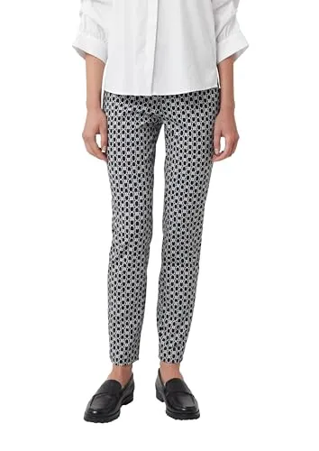 Leggings COMMA Damen, Gr. 40, Schwarz-Beige - Stoffhosen mit figurbetonendem Slim Fit und stylischem All-Over Print. Perfekt für lässige und elegante Looks, aus atmungsaktivem und pflegeleichtem Webmaterial.
