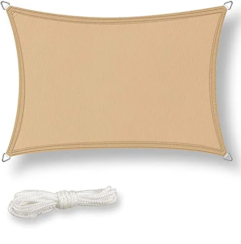 bonsport Sonnensegel Rechteck 3x5 m Sand - Wasserdicht mit UV-Schutz - Sonnenschutz für Garten, Balkon und Camping, bietet bis zu 90 % UV-Schutz und ist wasserdicht bei optimaler Montage. Hochwertige Verarbeitung und inklusive Befestigungsseil.