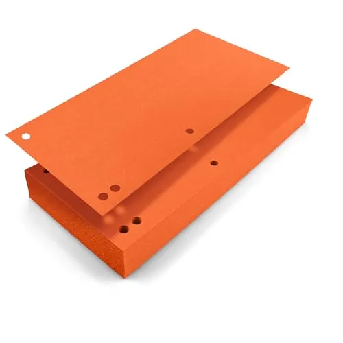 Netuno 100 Trennstreifen für Ordner Orange 240x105mm Trennblätter aus Karton 190g/m2 4-fach gelocht zum Sortieren und Trennen von Dokumenten Register-Streifen Trennlaschen Ablagestreifen Aktenstreifen