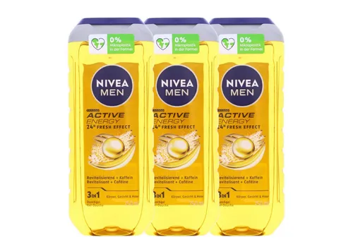 Nivea Duschgel 3 x NIVEA MEN Active Energy Duschgel je 250ml 3in1 24h Frischeeffekt