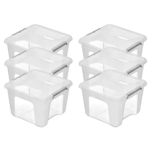 Kreher® Aufbewahrungsbox Transportbox Kleiderbox Kunststoffbox mit Deckel, Stapelbar, lebensmittelecht und BPA-frei in robuster Ausführung! Aus Kunststoff in Transparent. In verschiedenen Größen.