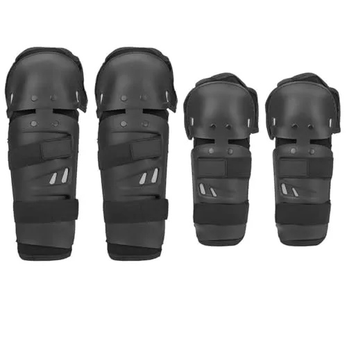 Vobor Motorrad Schutzkleidung Set 4 Stück Motorrad Knieschoner Motorrad Motocross Radfahren Ellenbogen Knieschützer Protector Schienbeinschutz Rüstungen Set Schwarz