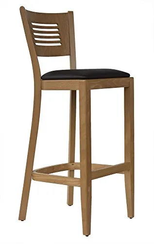 abritus Barhocker Barstuhl Tresenhocker Holz Buche Höhe 78cm für Gastro Bistro Cafe Küche, Honig-Eiche mit Polstersitz Kunstleder, fertig montiert, Belastbarkeit 150 kg *TBG004