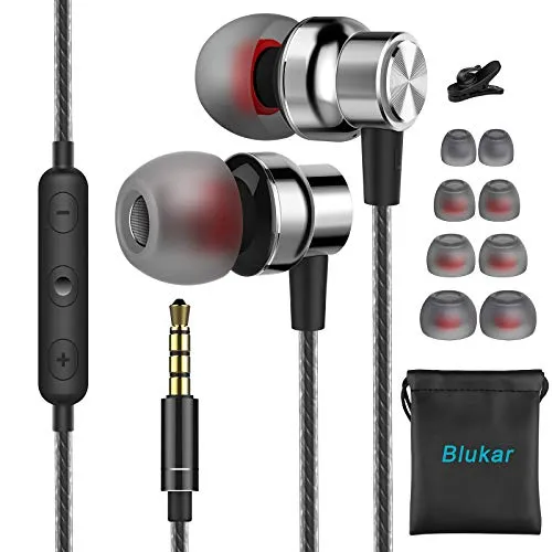 Blukar In-Ear-Kopfhörer, Kopfhörern mit Mikrofon und Kabel, Komfortable Geräuschreduzierung, Stereo-Sound, Lautstärkeregler für Galaxy, Mate und Alle 3,5 mm Kopfhörergeräte