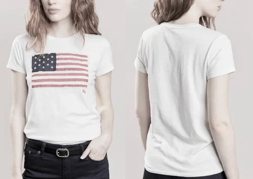 POLO RALPH LAUREN VINTAGE RETRO FLAG USA T-SHIRT College Shirt Top Bluse Tee M