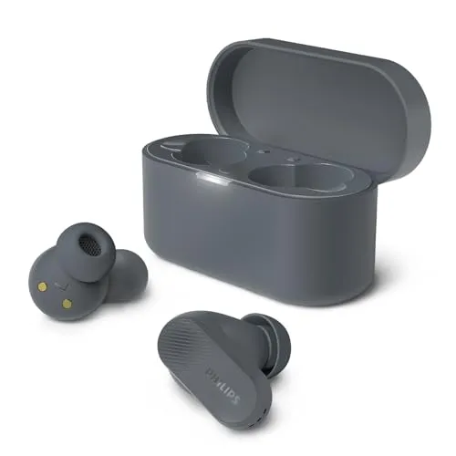 Philips TAT3509GY - True Wireless Earphones - True Wireless-Kopfhörer mit Mikrofon, ideal für kabellosen Musikgenuss und Telefonate, mit Bluetooth-Technologie in elegantem Grau.
