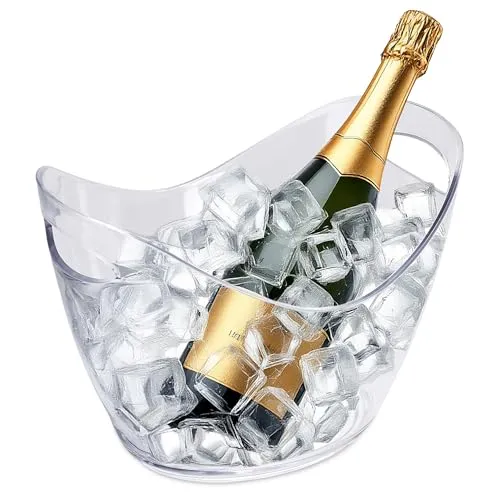 Sektkühler mit 2 Tragegriffen aus Kunststoff - 34,5 x 26 cm - Höhe 24 cm - Champagnerkühler Sektschale Flaschenkühler