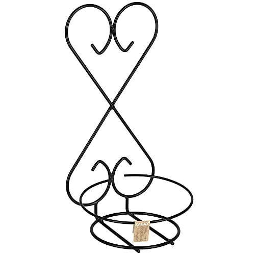 KADAX Blumentopfhalter, Wandkorb, Pflanzenhänger aus Stahl, Blumenhänger, Wandhalterung, Blumenregal für Innen, Pflanzen, Blumenhalter, Topfhalter, Deko, schwarz (Herz)