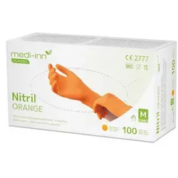 Medi-Inn Nitril-Handschuhe Orange - Puderfrei & Reißfest - Einweghandschuhe aus hautverträglichem Nitril, ideal für Medizin, Pflege und Lebensmittel. Hohe Elastizität und Reißfestigkeit, perfekt für sicheren Schutz ohne Latex.