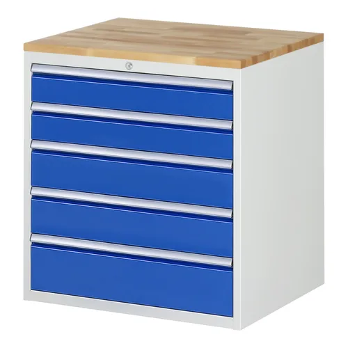 Rau Schubladenschrank Buche-Top mit 5 XL Schubladen - Hängeregistratur- & Schubladenschrank mit 5 robusten XL-Schubladen, belastbar bis 75 kg, inklusive massiver Buche-Arbeitsplatte und 5 Jahre Qualitätsgarantie. Ideal für effiziente und ordentliche Aufbewahrung!