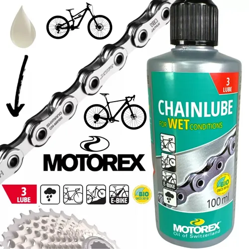 Motorex Fahrrad MTB Road Ebike Kettenöl Wet Lube schlecht Wetter Schmierstoff