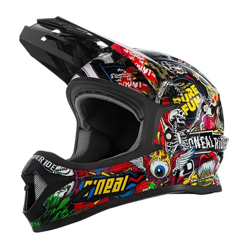 ONeal Sonus Crank Fahrradhelm für Kinder - Schwarz/Rot/Grün/Gelb - L - Sicherer und bequemer Fahrradhelm mit ABS-Schale, optimaler Belüftung und Fidlock® Magnetverschluss für einfaches Handling. Übertrifft Sicherheitsnorm EN1078 und bietet maximalen Schutz beim Radfahren.