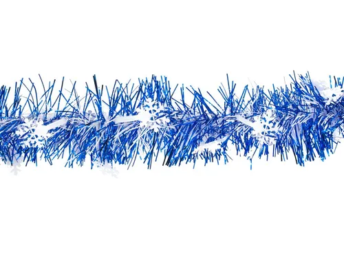 Creativery Girlanden, Weihnachtsgirlande Lametta 8cm x 2m inkl. Schneeflocken Blau / Weiß