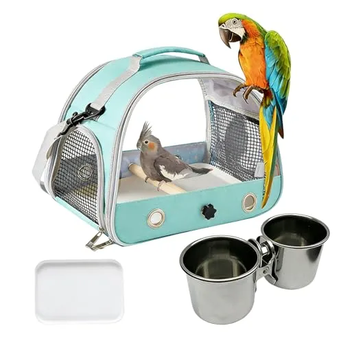 WIYETY Transportbox für Vögel: Leichter Rucksack mit Sitzstange und Edelstahl Tablett