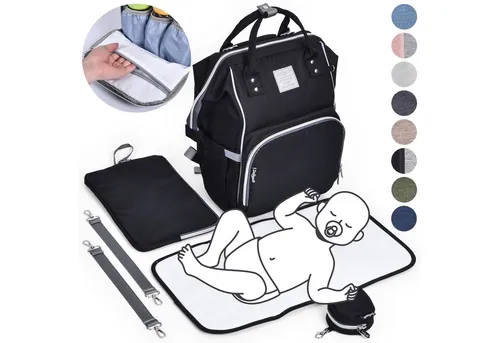 Daliya® PAKMI Wickeltasche – 5-tlg. Wickelrucksack mit Thermofächer - Wickeltaschen – Die Daliya PAKMI vereint stilvolles Design mit 13 Fächern und isolierten Thermotaschen, ideal für frische Babynahrung unterwegs.