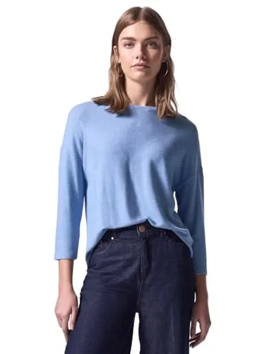 Street One Studio Damen 3/4-Ärmel Shirt Silver Lake Mel. 40 - T-Shirts für Damen, gemütliches Shirt mit Rundhalsausschnitt und 3/4-Ärmeln aus Viskosemix mit Stretch für optimalen Tragekomfort.