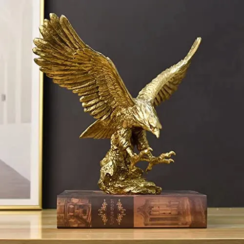 DESHINTKE Goldener Adler Kunstharz-Ornamente, Statue, Goldener Adler, Skulptur, Moderne Heimbüro-Figur, Dekoration, Desktop-Dekoration (Golden 1)