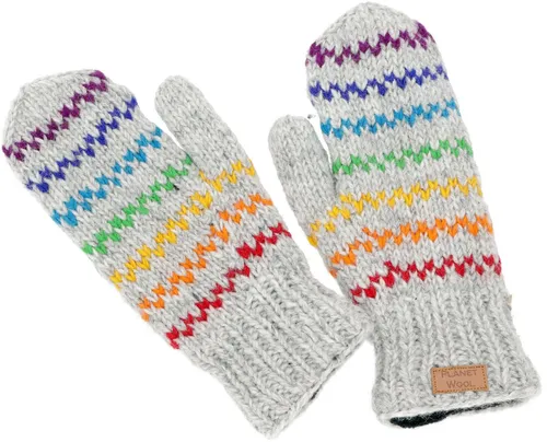Guru-Shop Strickhandschuhe Handgestrickte Fausthandschuhe, Wollhandschuhe,..