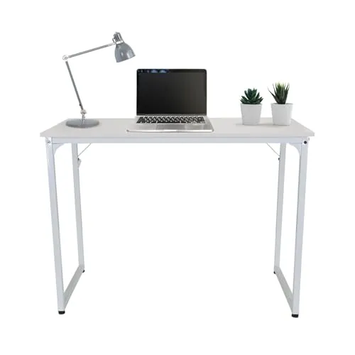 hjh OFFICE 821000 Schreibtisch 100x50 cm WORKSPACE I Weiß - Robuster Computertisch bis 200kg belastbar, ideal für Home-Office und vielseitig einsetzbar als Beistelltisch; pflegeleichte Melaminharzbeschichtung sorgt für Langlebigkeit.