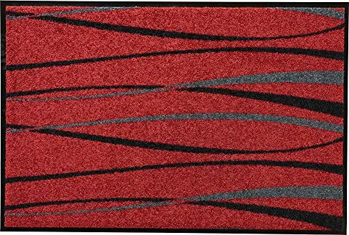 Erwin Müller Fußmatte Mayen weinrot Größe 40x60 cm, Schmutzfangmatte, Sauberlaufmatte Streifen - langlebig, pflegeleicht, rutschfest, für Fußbodenheizung geeignet