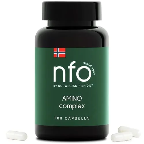NFO AMINO COMPLEX [180 Kapseln] - Vegane BCAA aus natürlicher Bierhefe, hochdosiert und zertifiziert, ideal für Sport und Fitness zur Unterstützung Ihrer Gesundheit.