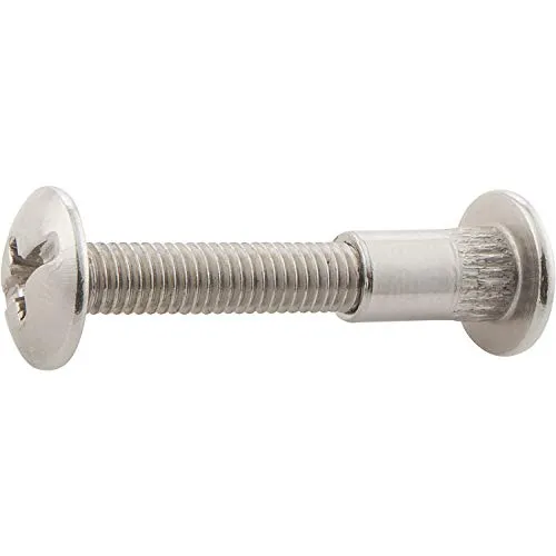 VASALAT VAS150 Verbindungsschraube-M 6, Kreuzschlitz, ø8, 30-40, Zink vernickelt Inhalt: 10 Stück, Silber, Holzstärke 30-35 mm