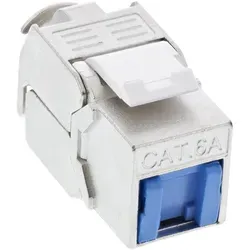 Inline® Keystone RJ45 Buchse, SNAP-In, Cat.6a, mit Staubschutz blau