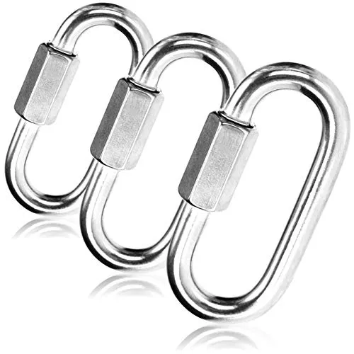 COM-FOUR® 3X Schraubverbinder - Kettennotglied 8 mm - Karabiner mit Schraubverschluss - Materialkarabiner - Verbinder - Edelstahl 304, rostfrei, langlebig (3 Stück - 08 x 70mm)