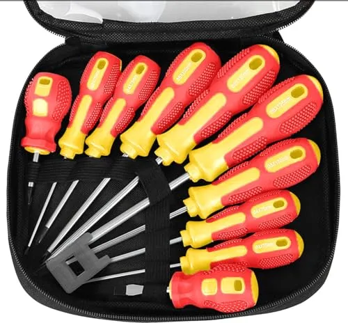 11Pcs Schraubendreher Set mit Magnetisch Spitze, 5 Größen Chrom-Vanadium-Stahl Schraubendreher Schraubenzieher Satz Rutschfest inkl. 5x Schlitz & 5x PH Schraubendreher mit Werkzeugtasche