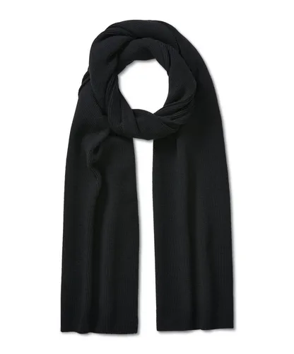 Falke Winterschal aus feiner Merinowolle, schwarz 180cm x 30cm - Modeschal aus 100% extrafeiner Merinowolle, weich und warm, ideal für kalte Wintertage. In edler Perlfangstruktur mit Rippabschlüssen.