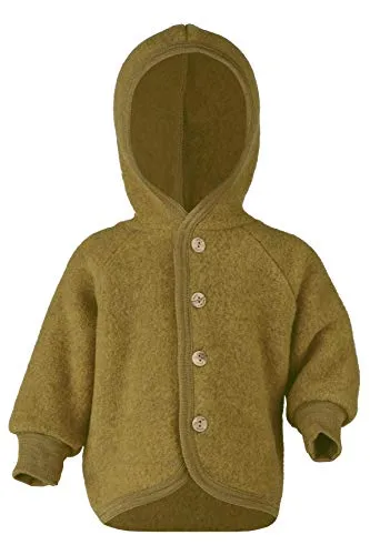 Engel Baby Jacke mit Kapuze Wollfleece (Safran Melange, 98-104