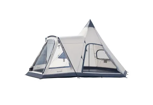 Skandika Tipi-Zelt 460 Protect Plus - Geräumiges Campingzelt für 6 Personen - Zelt für bis zu 6 Personen mit eingenähtem Zeltboden und 3000 mm Wassersäule, ideal für Outdoor-Abenteuer.