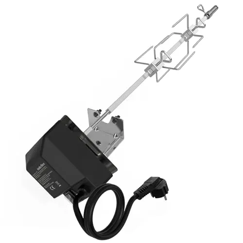 Onlyfire Edelstahl Grillspieß Set für Weber Spirit I & Spirit II 200/300 Serie Gasgrill, inkl. 2X Fleischklammer, Motor, 220V-240V, Motorhalter, Drehspieß, Rotisserie, Drehspiess