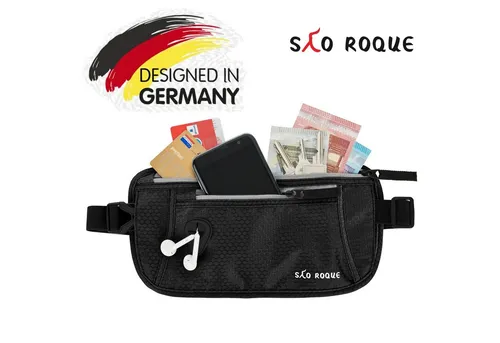 SAO ROQUE Bauchtasche Damen Herren Bauchtasche, RFID Blocker Gürteltasche, flach, Vegan, ultraflach, schweiß- und wasserfest, ultraleicht