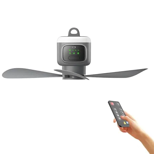 Cm Deckenventilator 12000 mAh mit Fernbedienung und LED-Licht