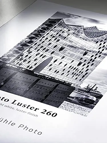 Hahnemühle Photo Luster Papier 10641933 - Hochwertiges Fotopapier, 260 g/m², DIN A2, ideal für brillante Drucke mit exzellenter Farbwiedergabe und hoher Detailtreue.