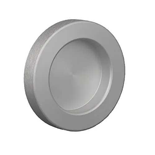 melina24 GriffmuscheL zum Aufkleben 1 paar Aluminium silberfarben Rund Ø 59 mm Muschelgriff selbsklebend