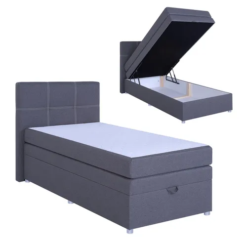 Boxspringbett dunkelgrau mit Bettkasten 90x200 cm von Roller