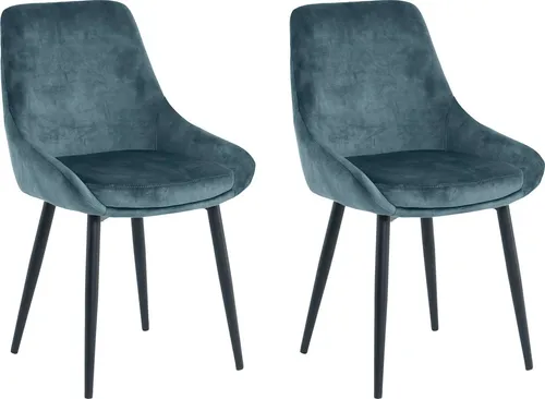 SIT Möbel Samt-Stuhl 2er-Set | Eleganter Komfort in Blau in blau von SIT
