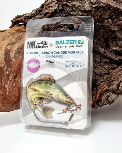 Balzer Matze Koch Fluorocarbon Zander Rig mit Einzelhaken 4/0 0,35mm 80cm