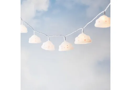 Lights4fun LED-Lichterkette 10er Wolken Lichterkette Kinderzimmer