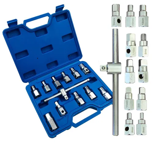 Öldienstschlüssel Satz 12-tlg Öldienst Ölwechsel Nüsse Ölablass Stecknüsse