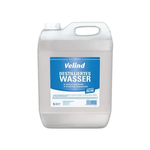 Destilliertes Wasser Velind 5 L Geeignet für Dampfbügeleisen, Luftbefeuchter, 31170