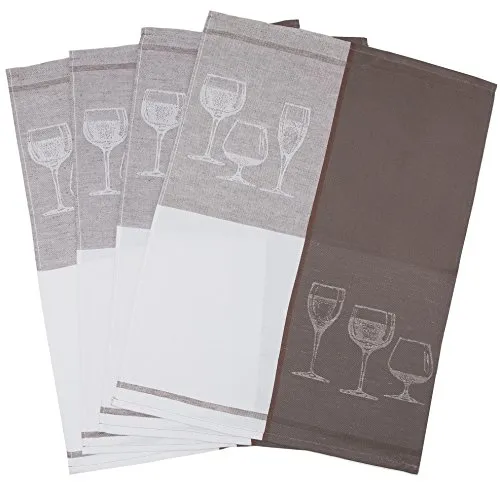 ZOLLNER 4er Set Geschirrtücher, 50x70 cm, Halbleinen, braun in braun von Zollner