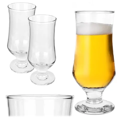 KADAX Biergläser, 2er Set, 360 ml, Trinkgläser aus Glas, Wassergläser, Saftgläser mit Fuß, Gläser für Wasser & Bier, Cocktailgläser, Getränkegläser (Modell 1)