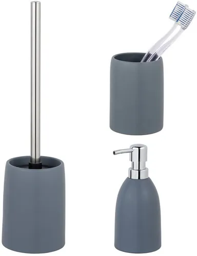 SCHÖNER WOHNEN-Kollektion Badaccessoire-Set »Funo« 3-tlg. - Sonstige Badaccessoires, stilvolles Set aus hochwertiger Keramik in elegantem Blau, inklusive Zahnputzbecher, Seifenspender und WC-Garnitur.