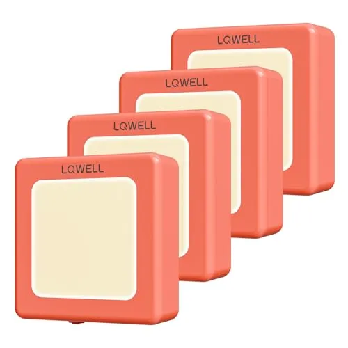 LQWELL® Nachtlicht Steckdose Faltbar mit Dämmerungssensor, Nachtlampe Einstellbare Helligkeit, Automatisch Steckdosenlicht, Orientierungslicht Warmweiß für Kinder Zimmer Gang Treppen (Rosa, 4 STK)