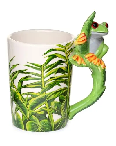 Puckator Frosch geformter Henkel Tasse aus Dolomit-Keramik in grün von Puckator