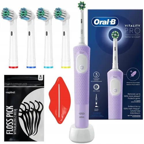 NEU Oral B Vitality PRO Protect X Clean Elektrische Zahnbürste 4 Aufsätze Lila