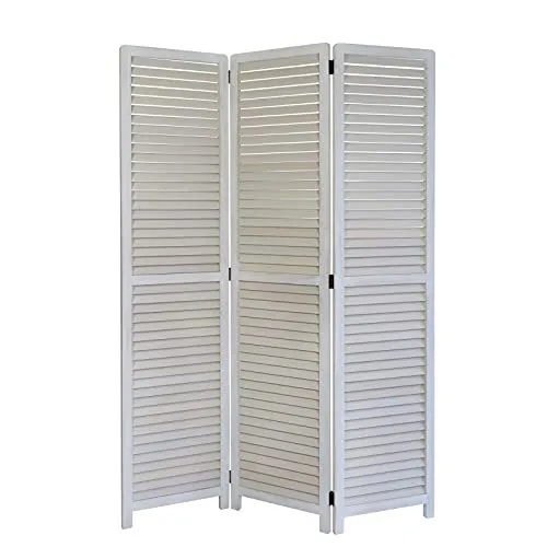 Homestyle4u 3-tlg. Paravent in Weiß 120x170 cm - Eleganter Raumteiler aus Holz mit Lamellendesign, ideal als Sichtschutz und zur Schaffung von Wohlfühlatmosphäre, platzsparend zusammenklappbar.